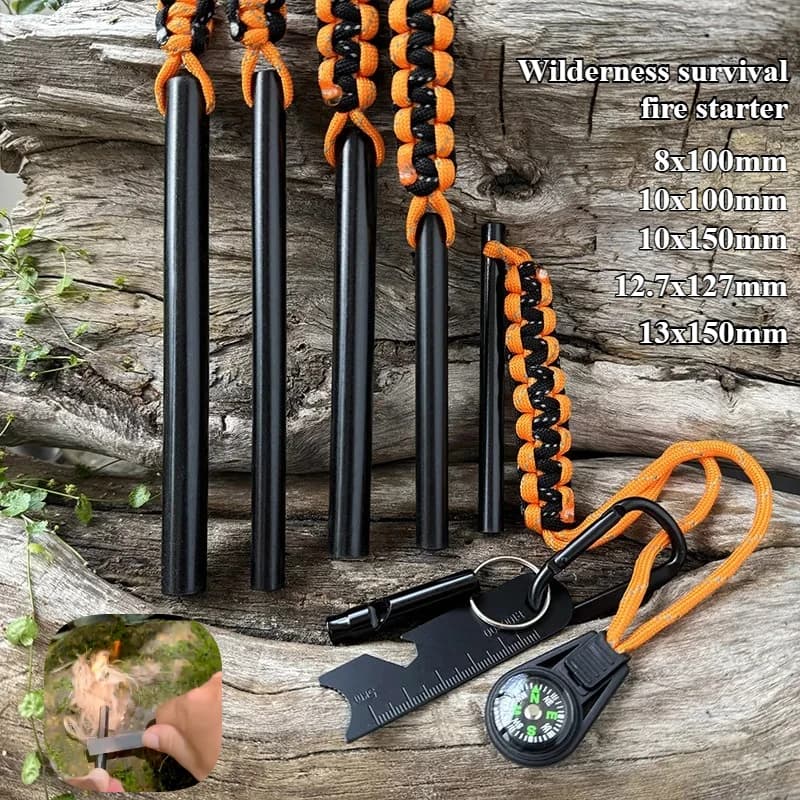 Accendifuoco da Sopravvivenza Bear Grylls con Asta in Magnesio, Bussola e Fischietto, Strumento di Emergenza Portatile per Escursionismo e Campeggio