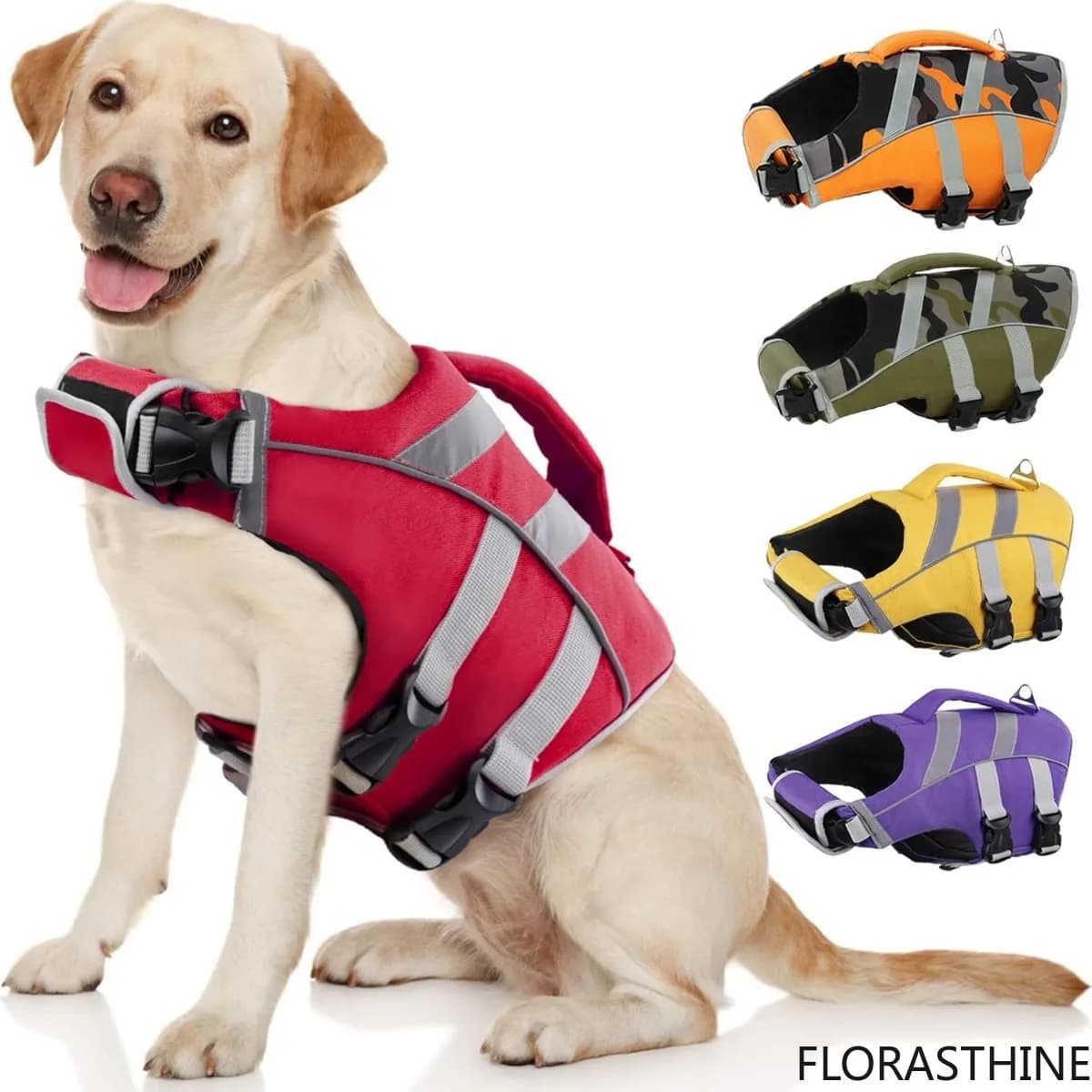 Dogs Life Vest for Swimming Ripstop Adjustable High Flotation Dog Swimsuit with Reflective Stripes for Medium Small & Large Dogs
