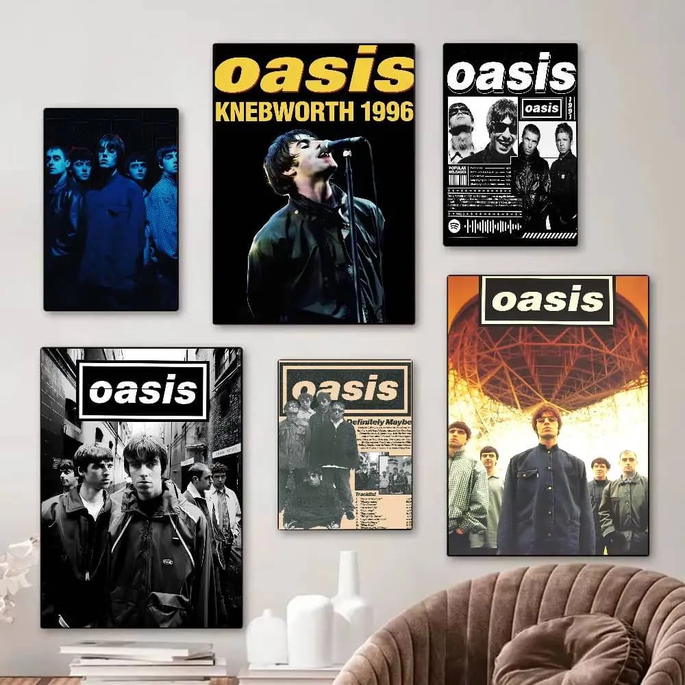 O-Oasis Band Classic Anime Poster Adesivo in carta impermeabile Decorazione da parete per sala bar e caffetteria