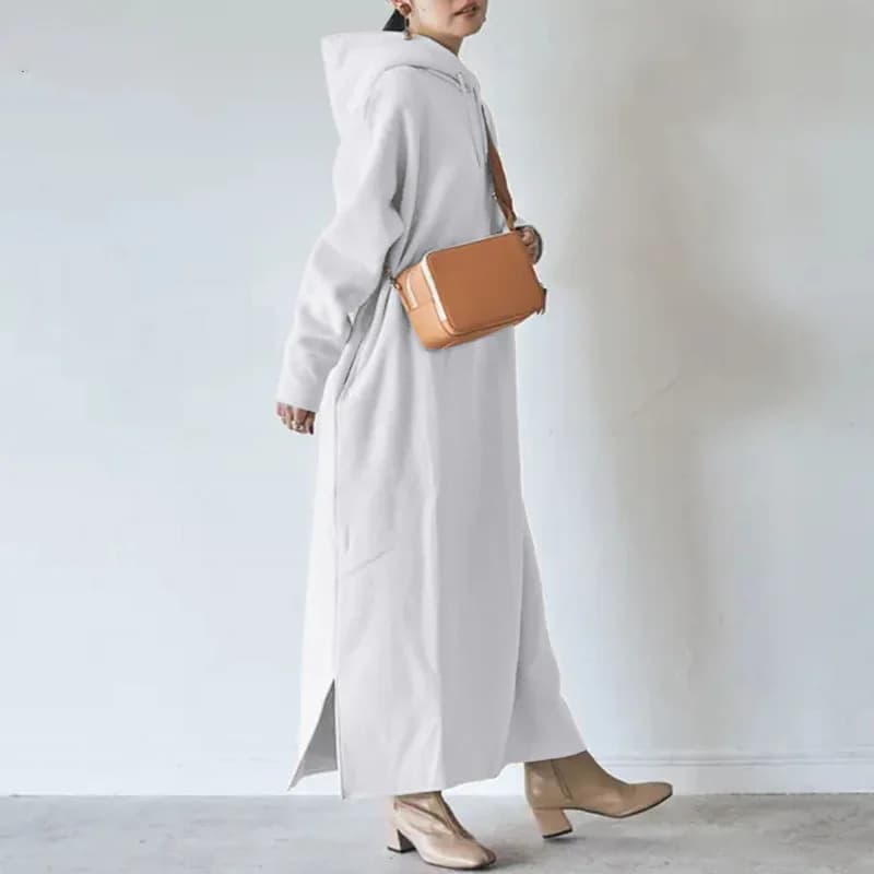 New Hooded Loose Round Neck Long Sleeve Solid Color Long Dress Vestido Mujer Vestidos Para Mujer Elegantes Y Bonitos Robe Femmes