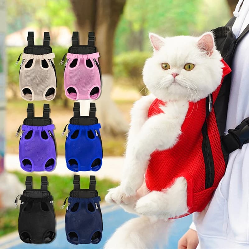 Zaino per animali domestici in rete traspirante regolabile Durevole portatile da viaggio all'aperto Borsa da trasporto per cuccioli di gatto Accessori Para Gatos