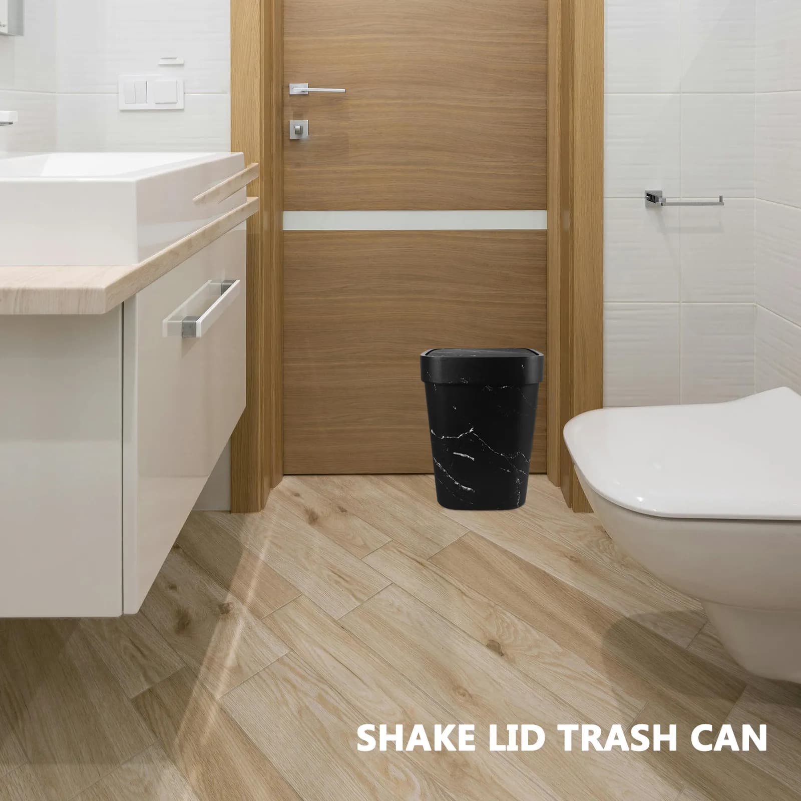 Cestino per Rifiuti Effetto Marmo con Coperchio Ribaltabile, Contenitore per Spazzatura in Plastica, Bidone per Riciclaggio per Bagno, Cucina, Lavanderia, Ufficio, Dormitorio