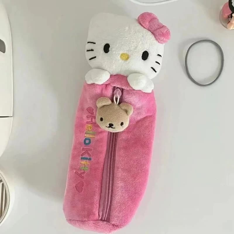 Cute cartoon cat-shaped pencil bag, kawaii character pencil bag, large-capacity stationery storage, office gift for women