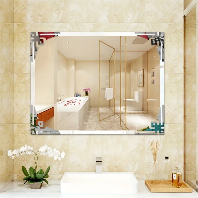 4pcs Geometric Acrylic Diagonal Mirror Wall Stickers Corner Wall Cabinets Bathroom TV Background Wall Furniture Cabinets 10x10CM