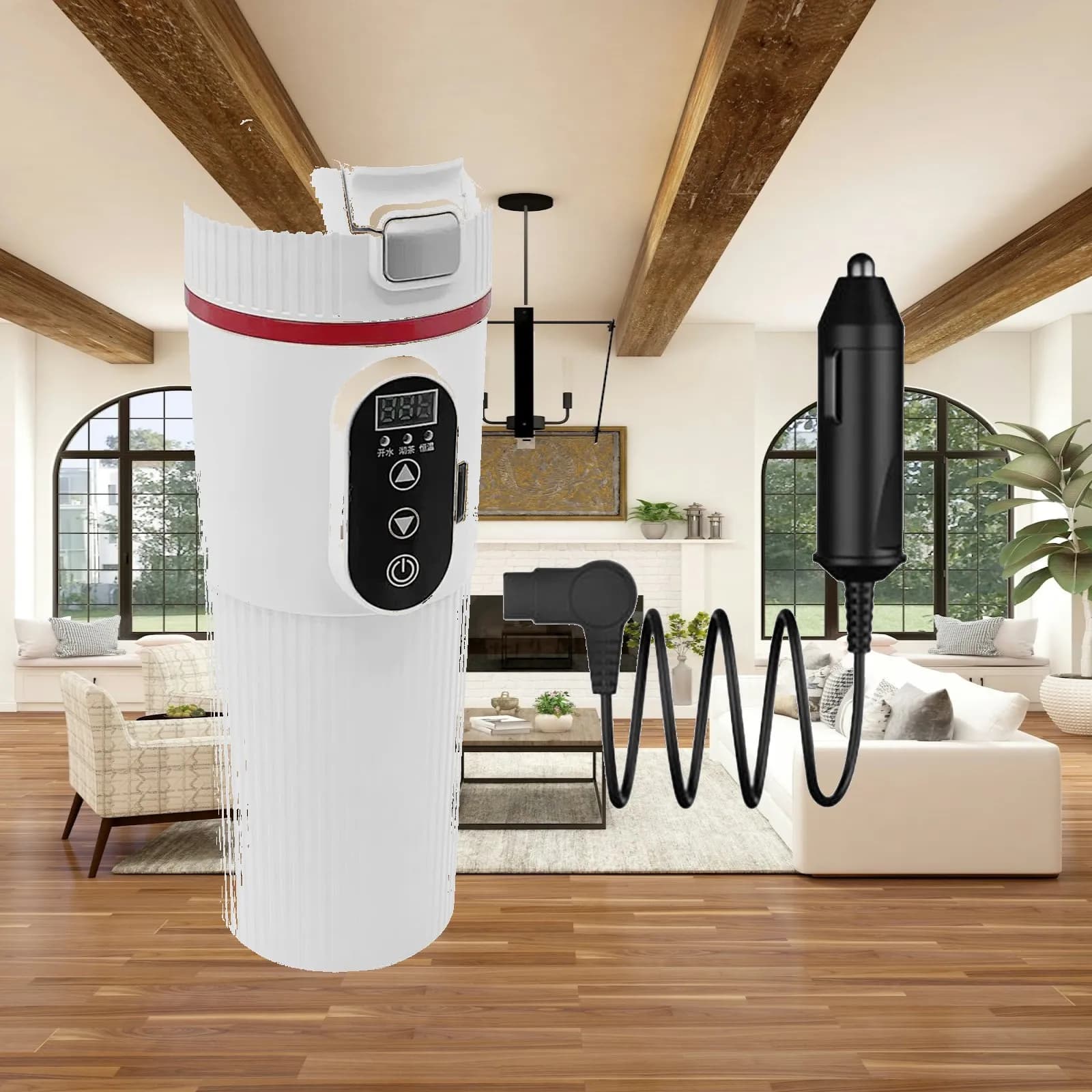 12V 24V Car Electric Water Kettle 22x7cm Sealed Kettle Cover Fast Heating Speed Portable for Business Man Multifunctional