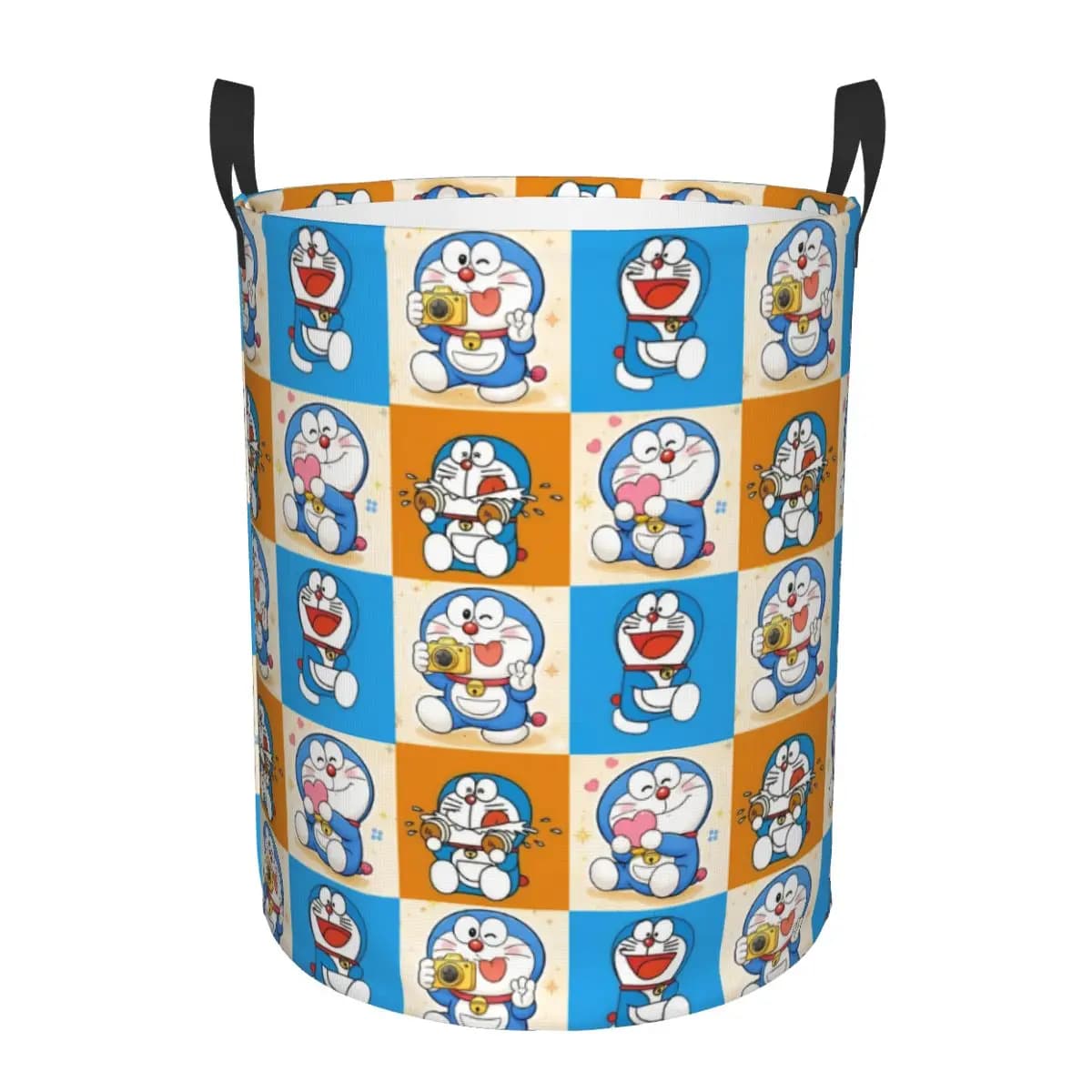 Cesto per Bucato a Quadretti Doraemon, Cesto Pieghevole per Vestiti a Forma di Gatto Robot, Borsa per la Conservazione dei Vestiti Domestici