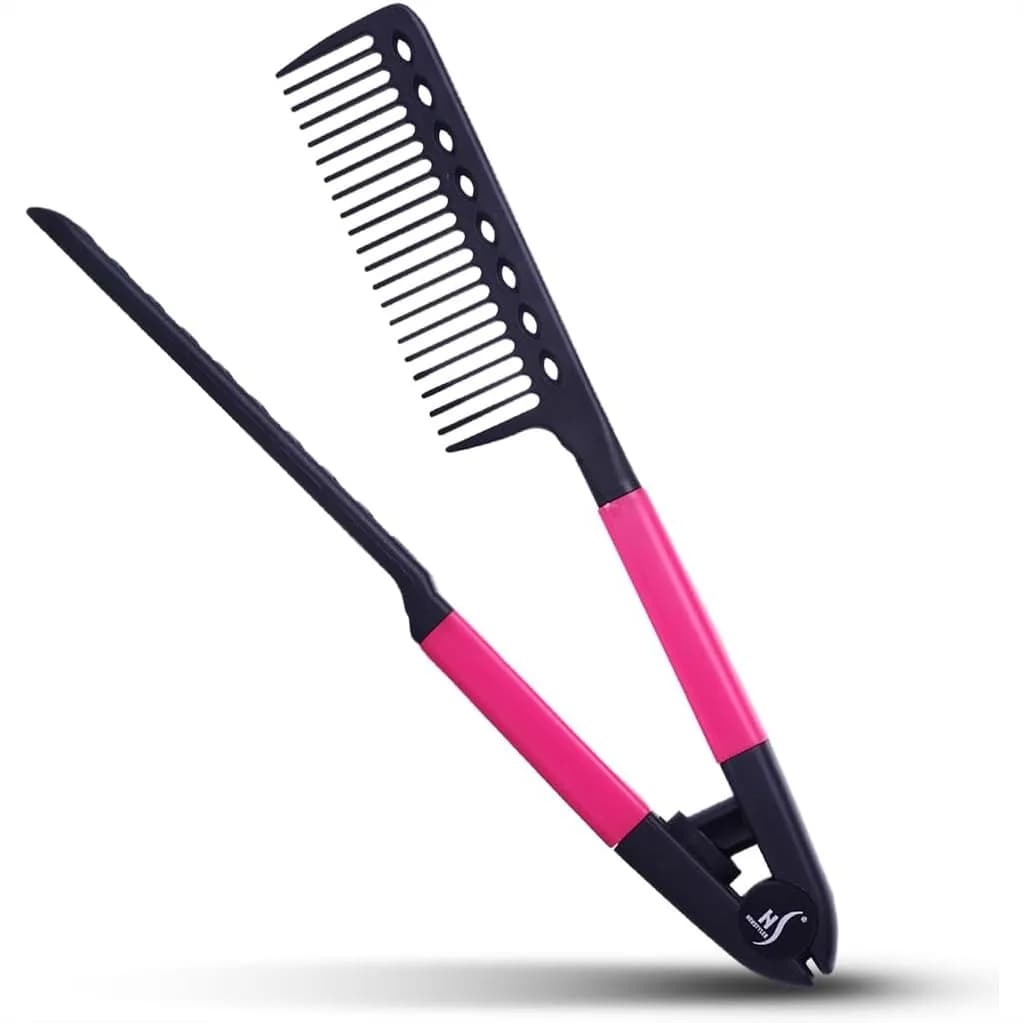 Pettine stirante per capelli - Strumento districante e modellante - Ottieni capelli lisci in pochi minuti (Rosa)