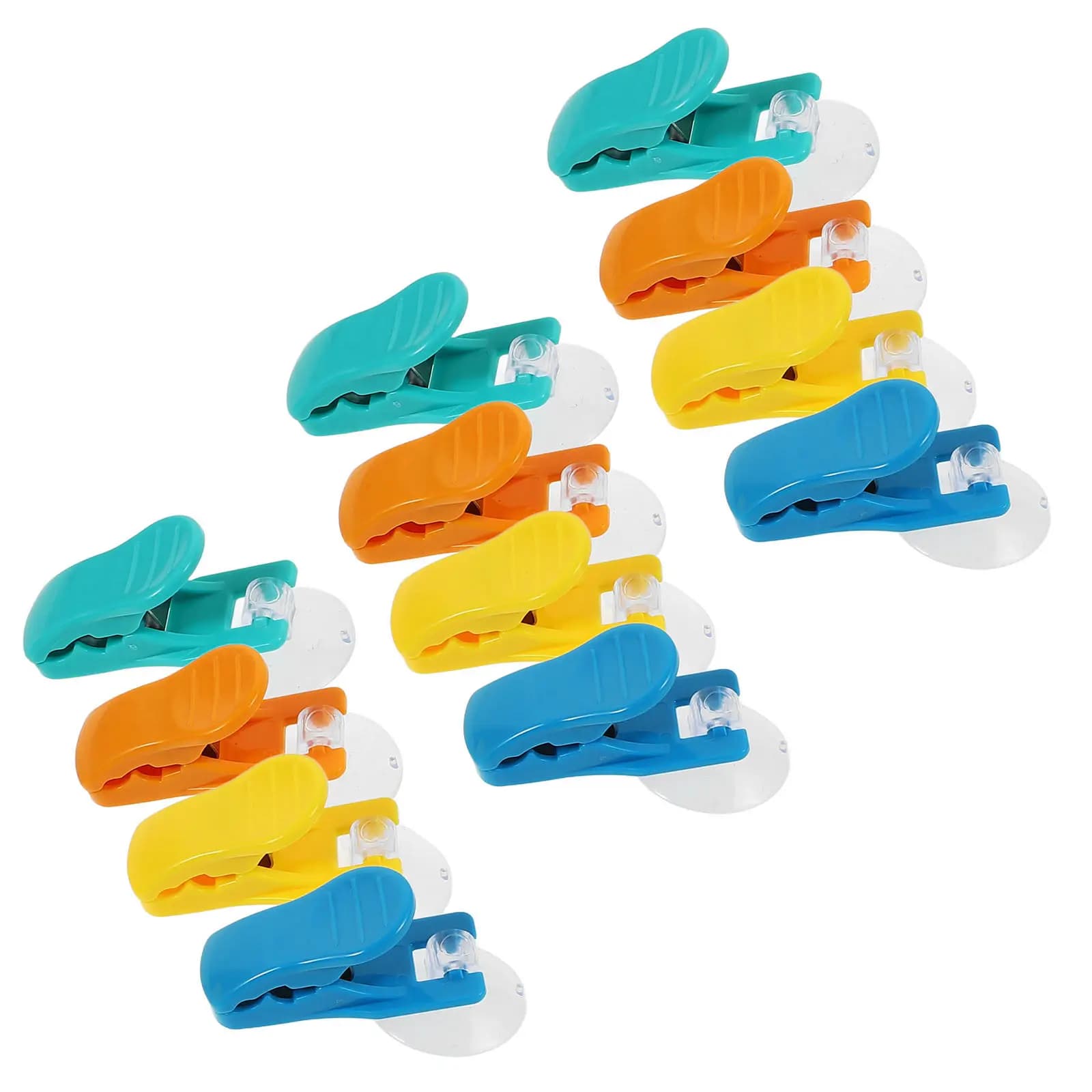 12Pcs Multi Purpose Suction Cup Hooks Rotatable Clamps for Kitchen Towels Receipt Organizer Bathroom Storage Receipt Holder Clip