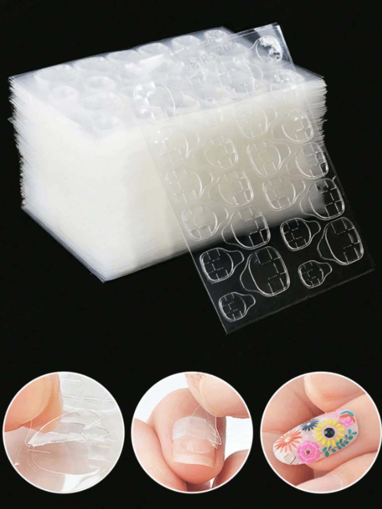 5 pieces of waterproof nail stickers - strong bifacial adhesive, suitable for fake fingers and pressure nail art.