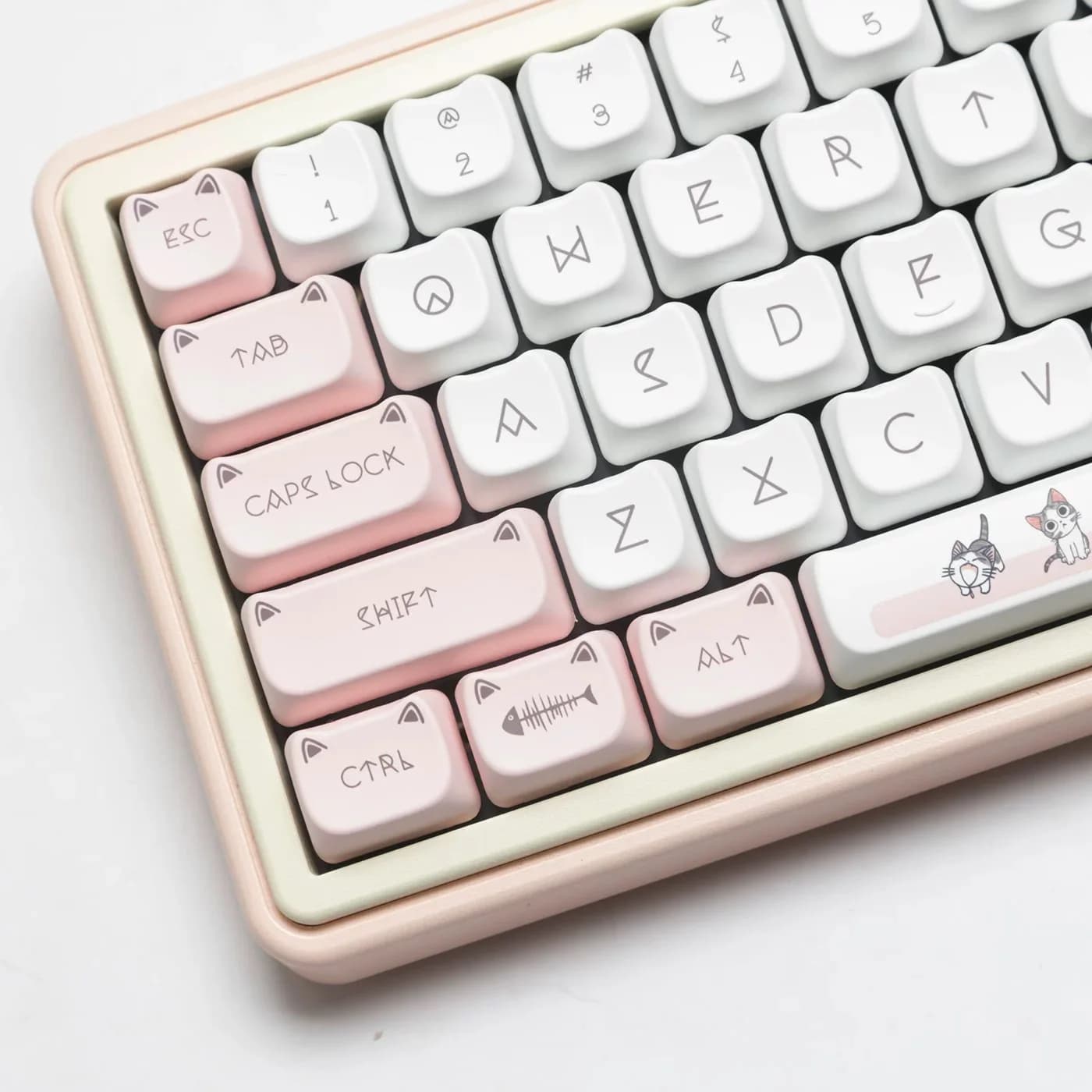 PBT Keycaps MAO Profile Dye Sub Keycap per Cherry Mx Switch tastiera meccanica Gaming Cute Cheese Cat Wooting tastiera GMK67