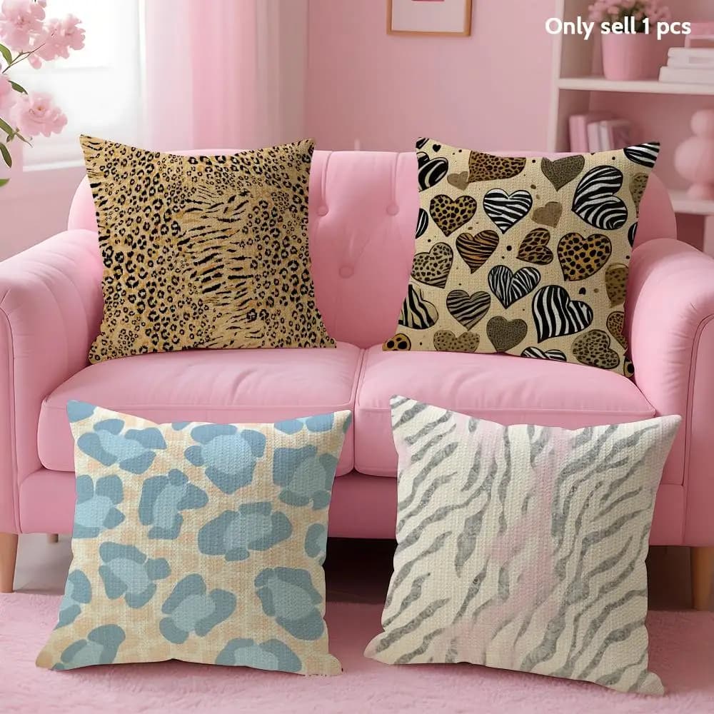 Fodera per cuscino con stampa leopardata alla moda, in lino organico, stampa fronte-retro, federa per divano, per decorazioni per la casa, idea regalo