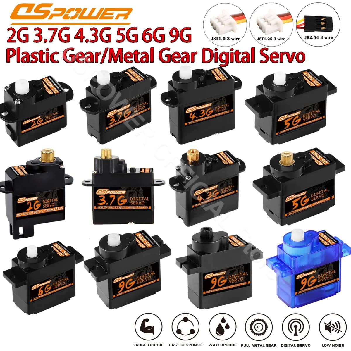 Dspower 2g 3.7g 4.3g 5g 6g 9g Micro Digital Servo Plastica/Metallo Ingranaggio per F949S k969 k989 k999 Aereo RC Auto Elicottero Barca
