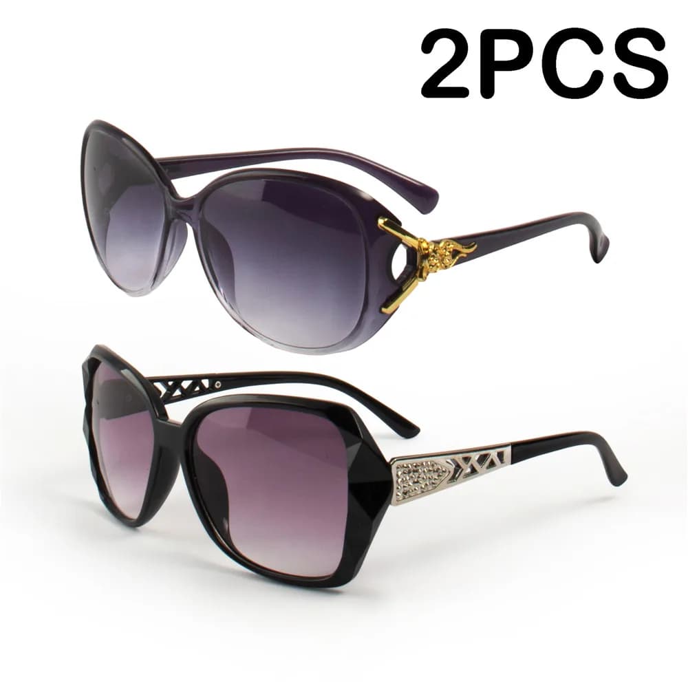2PCS Fashion Oversized Sunglasses PC Female Big Frame Gradient Sun Glasses gafas de sol mujer