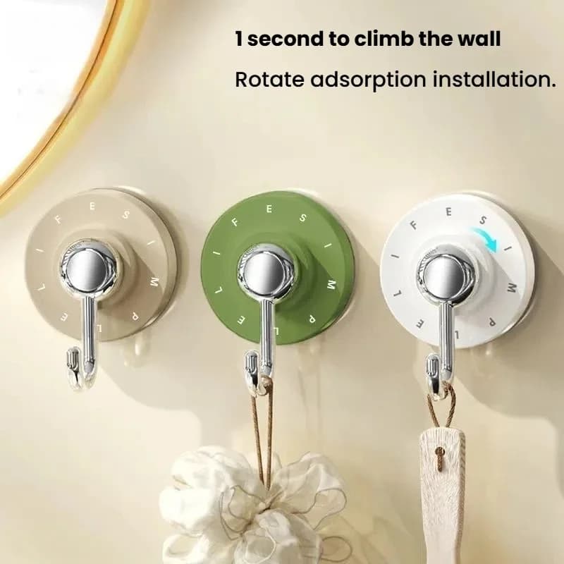 Heavy Duty Rotating Suction Cup Hooks Waterproof Wall Storage Hanger Organizer for Bathroom Kitchen Utensils