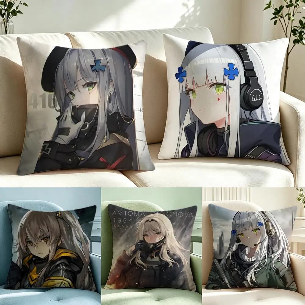 Game Girls' Frontline Cushion Cover Short Plush Cushion Cover Double Sided Print Washable Sofa Pillowcase Home Decor Gift