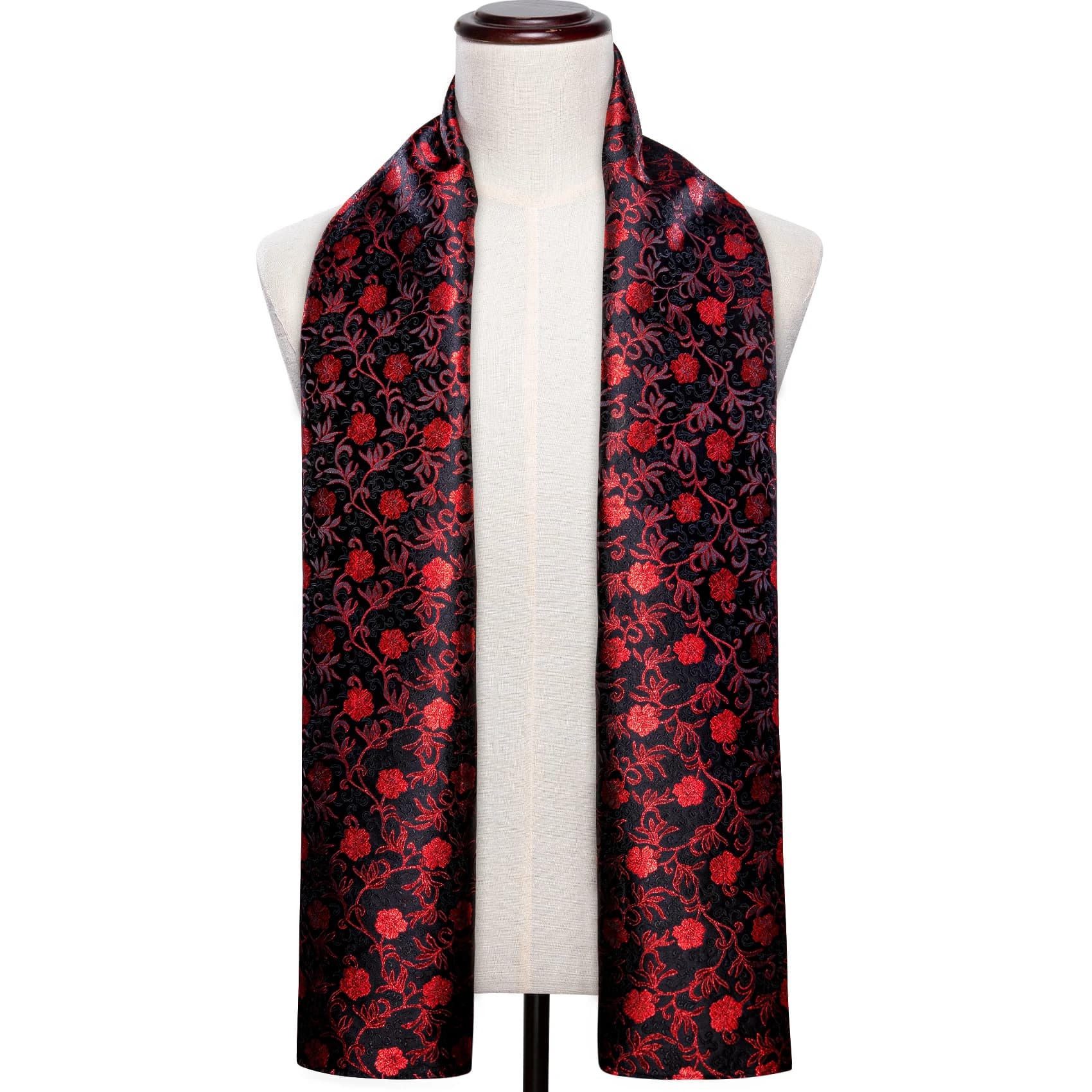 Sciarpa da uomo di marca di lusso in tessuto jacquard rosso classico autunno inverno sciarpe floreali business casual 160 * 50 cm regalo di design Barry.Wang