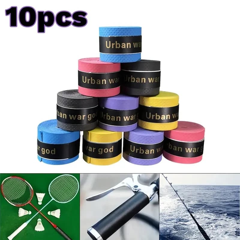 Nastro adesivo in gomma pretagliato antiscivolo e assorbente per racchette da tennis, badminton e pickleball, impugnatura comoda e ammortizzante.