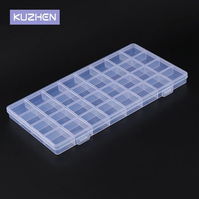 32/24/15 Rectangle Transparent Nail Art Storage Box Nail Rhinestone Jewelry Manicure decoration accessories container Case