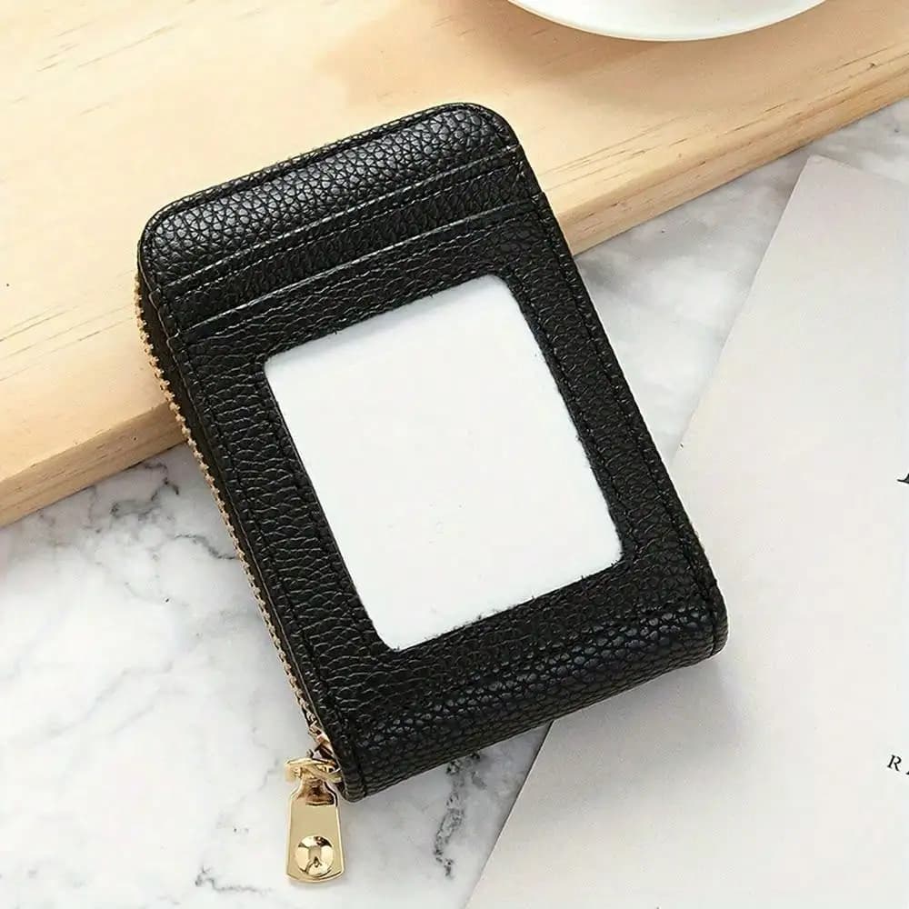 Men's PU Leather Casual Card Holder, Zipper Coin Purse