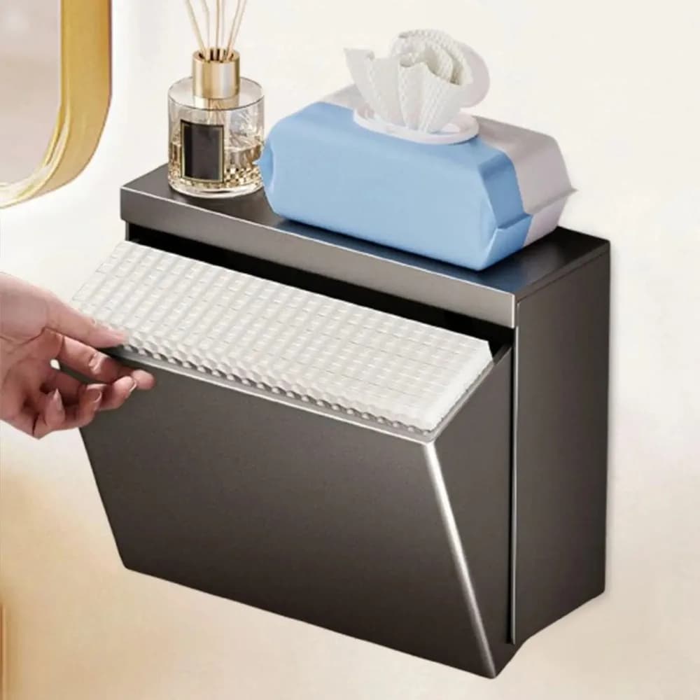 Porta carta igienica per bagno Scatola portaoggetti in alluminio facile da installare, elegante scatola per fazzoletti per accessori per hotel da cucina per bagno