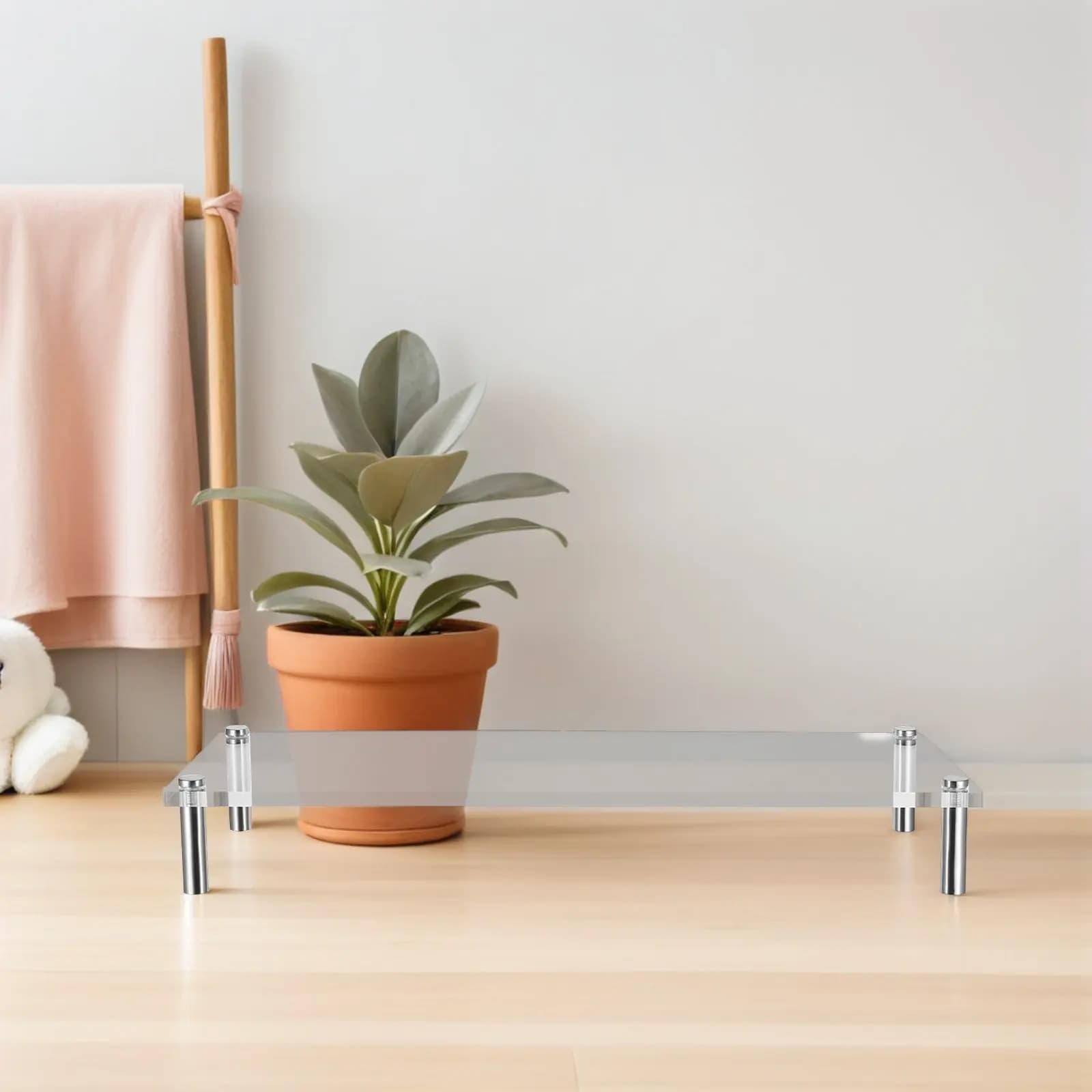 Transparent Acrylic Support for Monitor, Uprising for Desk, Home & Office, Small Stable Platform, Space Organizer