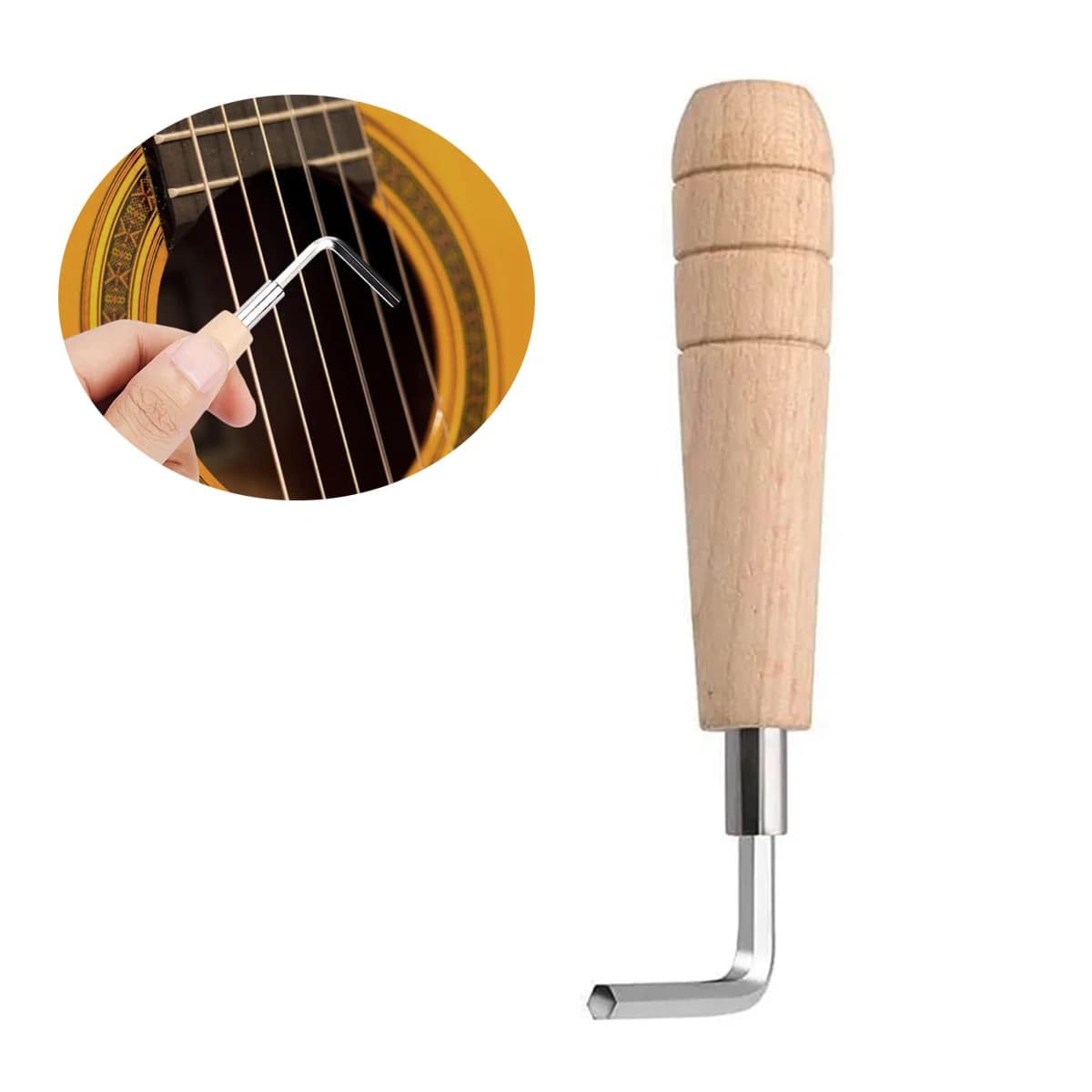 Miwayer Guitar Neck Adjustment Tool – Hexagon Key, Wood Grip, Corrosion-Resistant Metal, for Folk Guitar, Ukulele, Mandolin