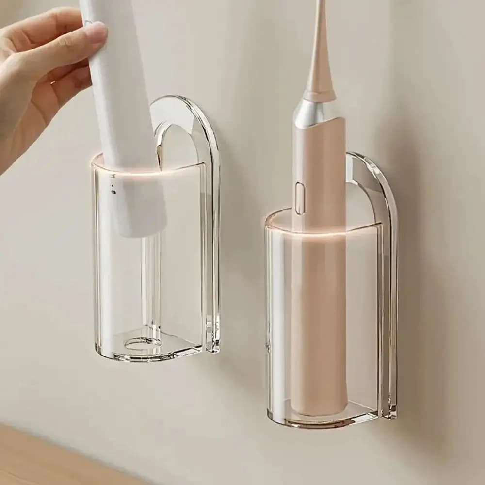Electric brush holder for wall mounting, space saving, brush holders without punching, transparent base for electric toothbrush