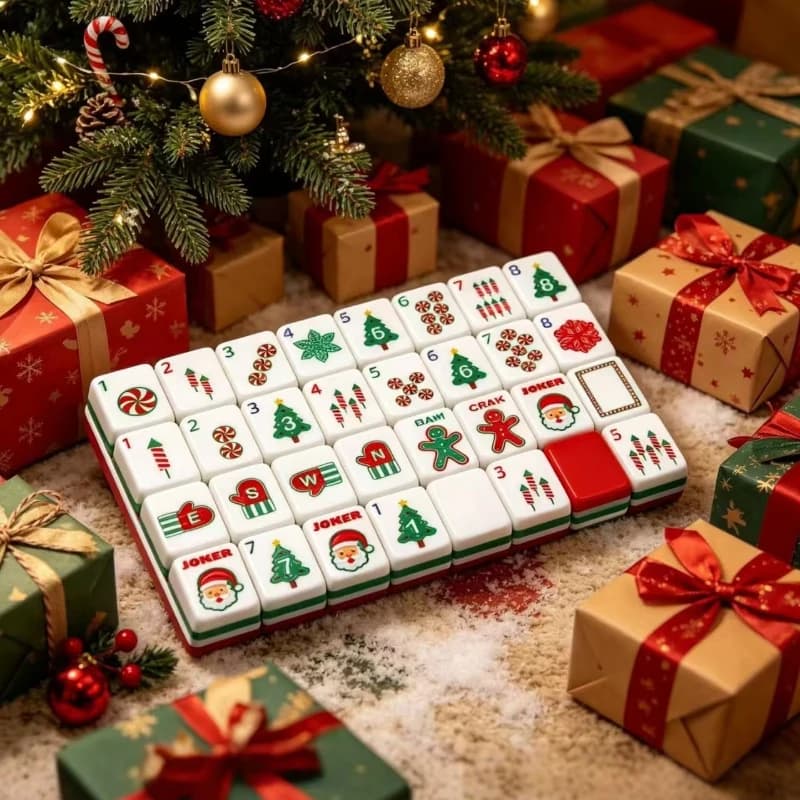 American Christmas Mah jongg Tiles 160pcs 4-Layer Acrylic Engraved US Mahjong Game Set Luxury Mahjong Tiles for Family Club Game