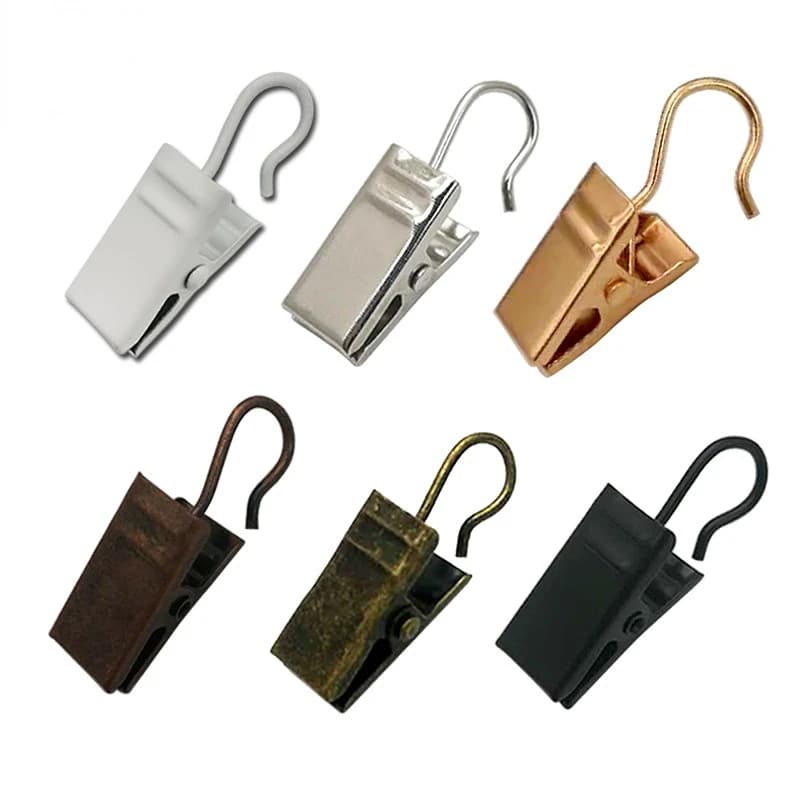 Set of 20 Hooks for Robust and Durable Curtains, Window Accessories, Iron Hooks for Curtains