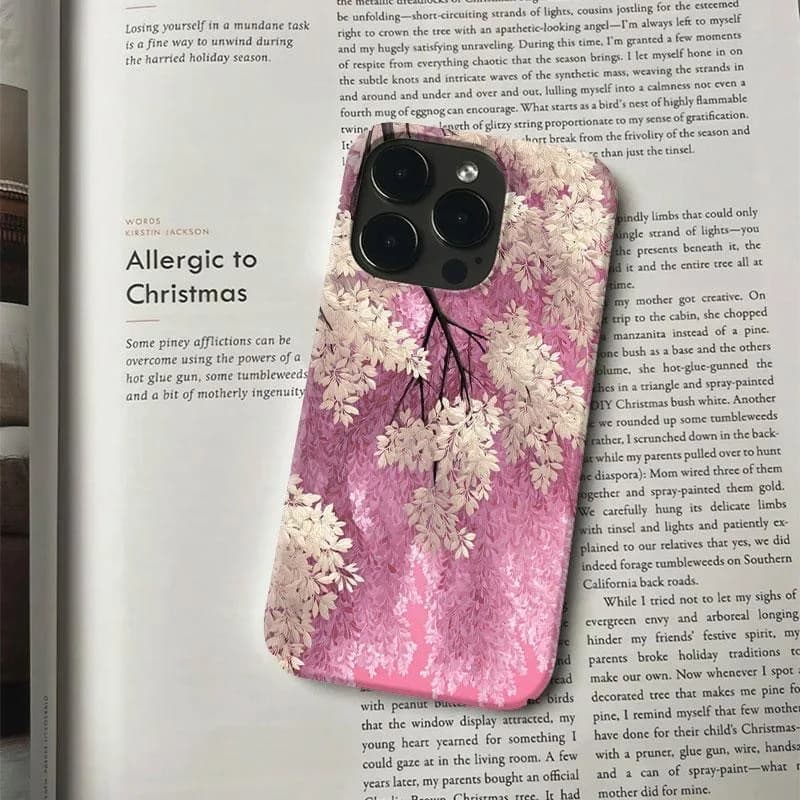 Elegante custodia per telefono con design floreale artistico con albero di ciliegio rosa per iPhone 17 16 15 14 11 12 13 Pro Max Air Plus Cover posteriore
