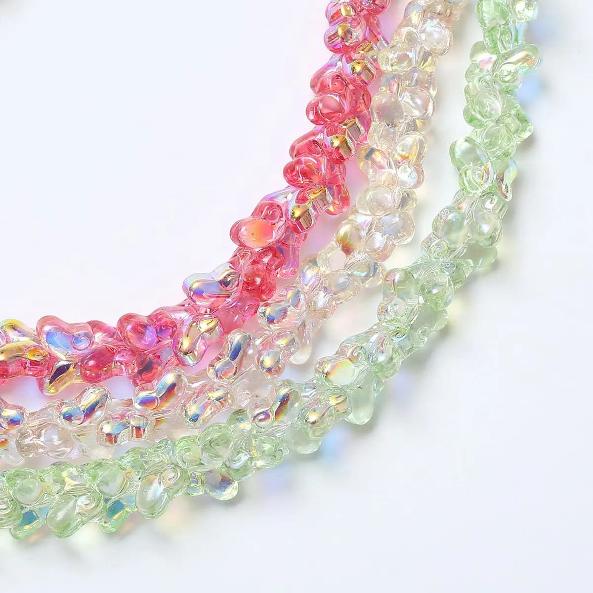 Perline di vetro a forma di farfalla, colore AB, placcate, 14 mm, circa 60 pezzi/sacchetto, per creazione di gioielli fai da te.