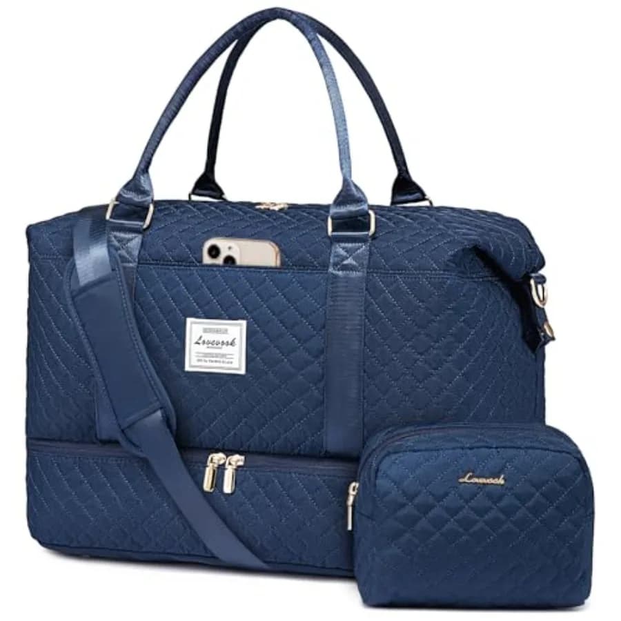 Borsa da Viaggio LOVEVOOK, Borsone Weekender per Donne con Scomparto per Scarpe, Borsa da Viaggio con Beauty Case, Borsone da Palestra