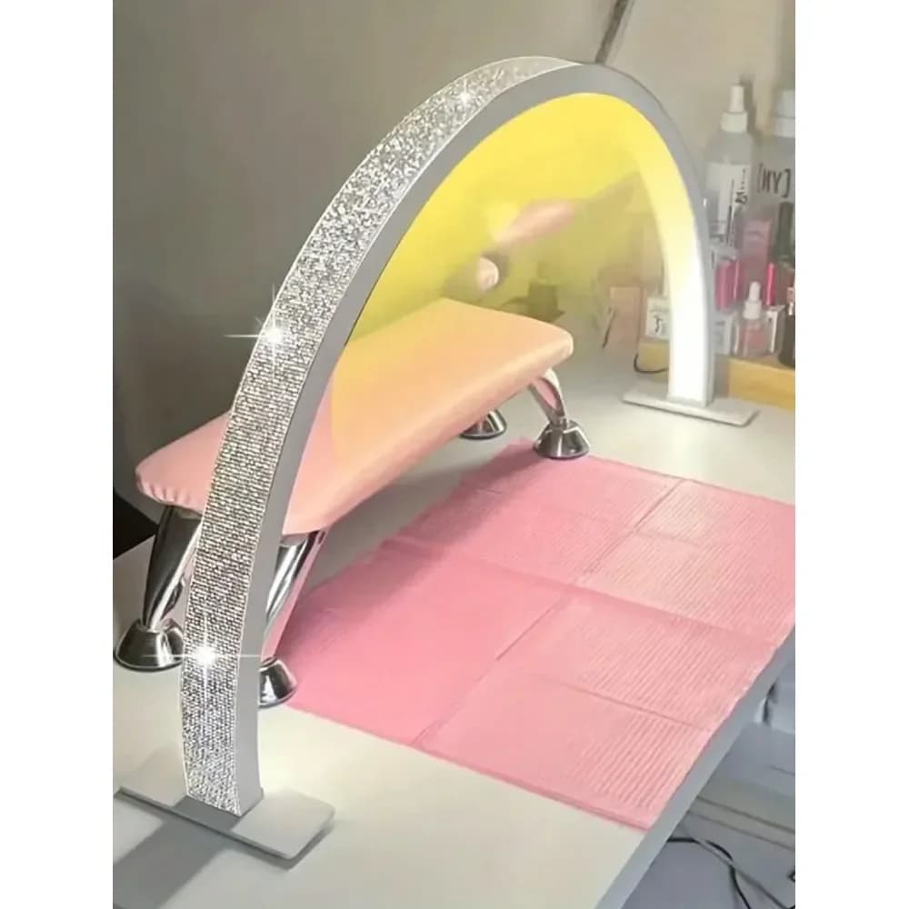 Lampada da tavolo a mezzaluna per unghie, luce a mezzaluna per tavolo da manicure, luce ad arco per tecnici delle unghie, lampada per unghie scintillante, luce brillante, senza ombre, Lar