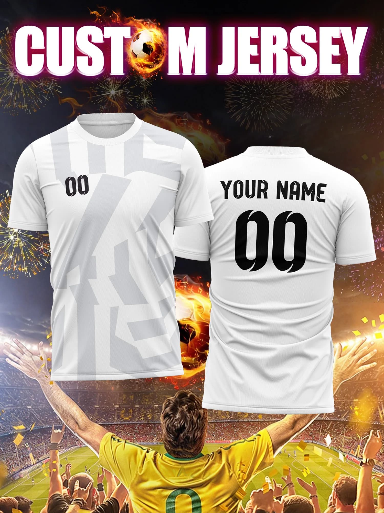 Maglia da Calcio Personalizzata con Immagine, Numero e Nome, Stampa Ecologica, Motivo Calcistico Sicuro e Non Tossico