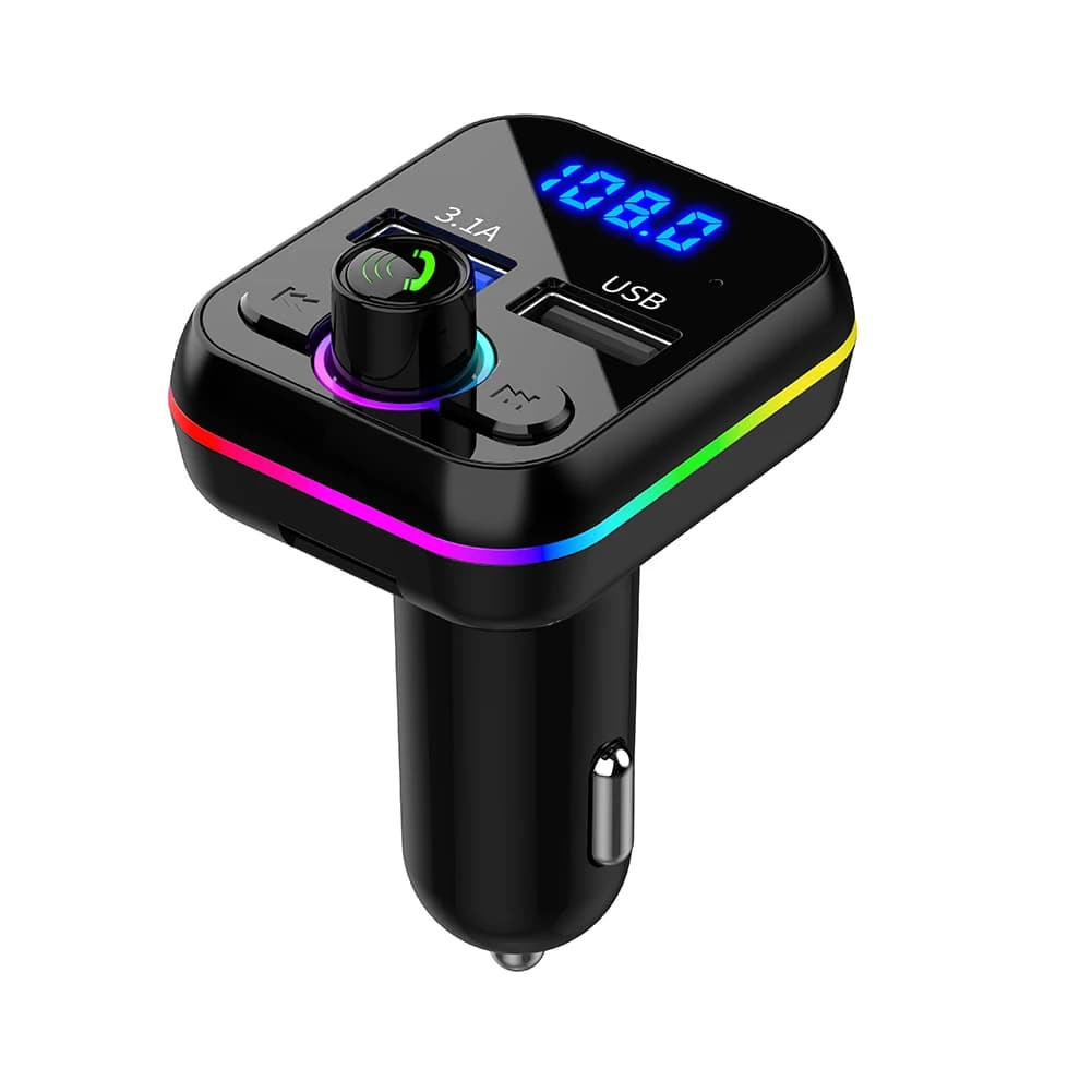 Lettore musicale Mp3 per auto Compatibile con Bluetooth V5.0 Chiamata in vivavoce USB U Disco Trasmettitore Fm Caricatore rapido