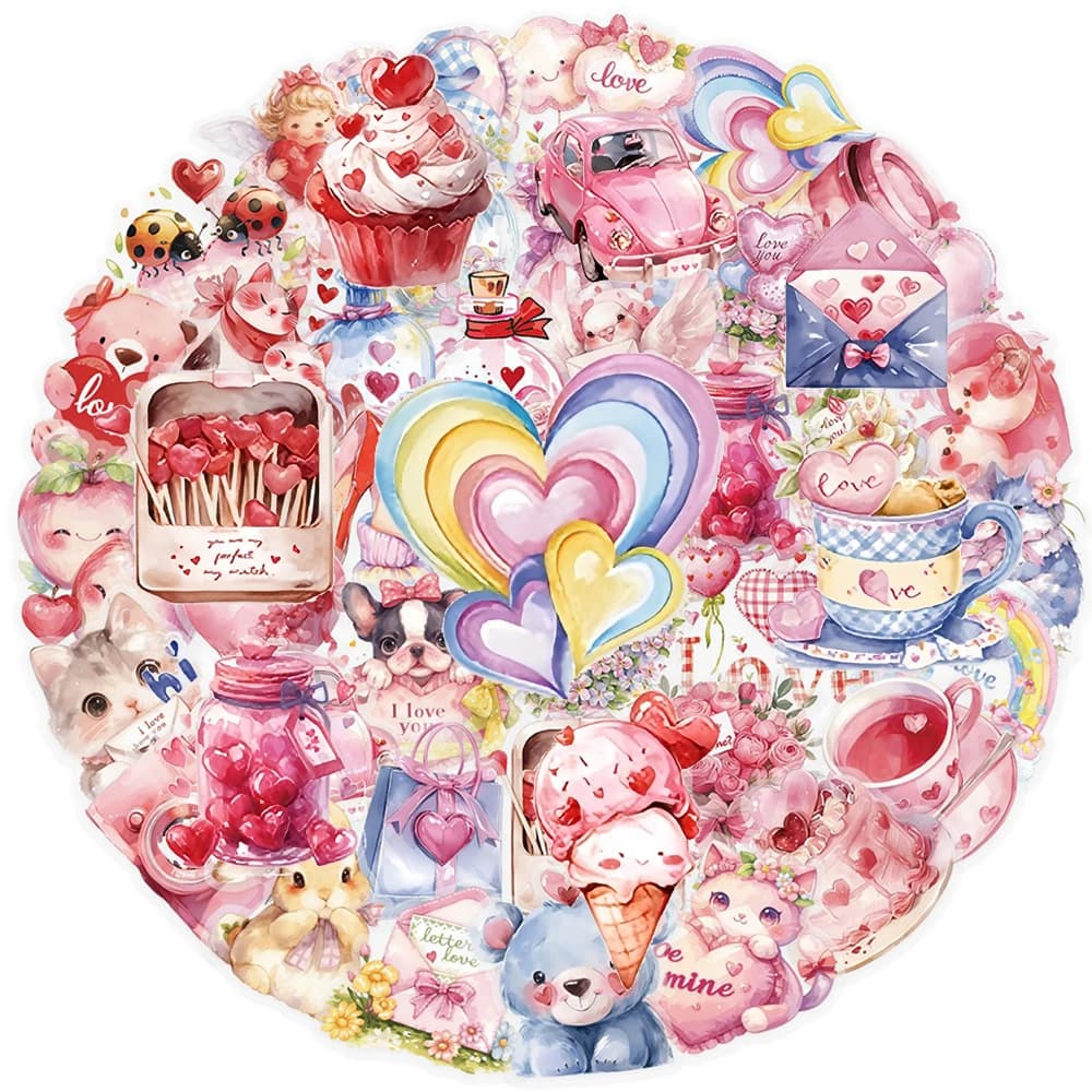 10/30/50pcs Simpatico Cartone Animato Trasparente San Valentino Animale Gatto Adesivi Decalcomanie Del Computer Portatile Del Telefono Frigo Decorazione Estetica adesivo