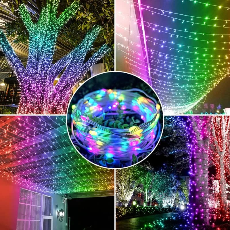ETOP 1000 LED Lucine per albero di Natale per esterni Plug in Luci da giardino collegabili Impermeabili per giardino interno esterno