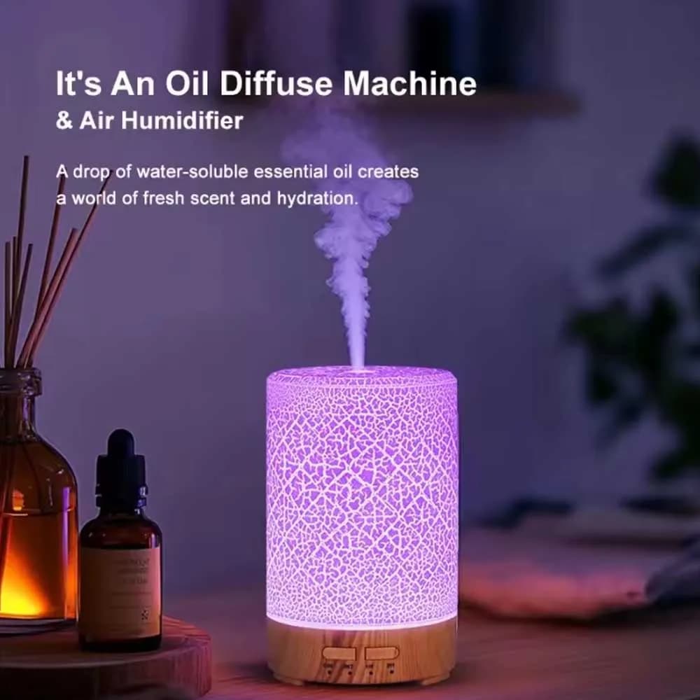 Diamond-Patterned LED Ultrasonic Aromatherapy Diffuser, 150 mL Quiet Humidifier, Ideal for Home, Bedroom