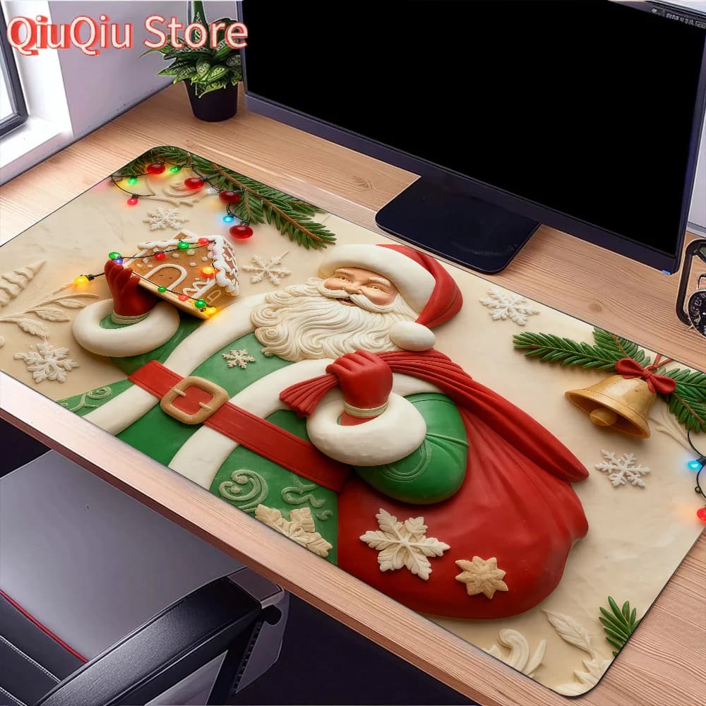 Babbo Natale renna pupazzo di neve con tappetino per mouse Tappetino da scrivania grande Tastiera ergonomica per ufficio in gomma PC antiscivolo Anti-caduta Casa personalizzata