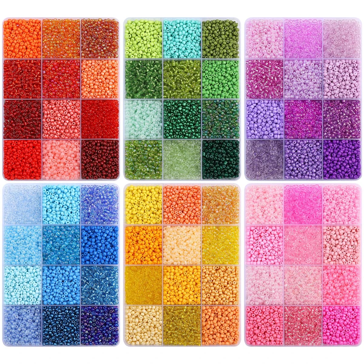 About6000Pcs12 Grid Rice Bead Set Box 3mm Colorful Unique Loose Beads Handmade DIY Making Jewelry Earrings Necklace Accessories