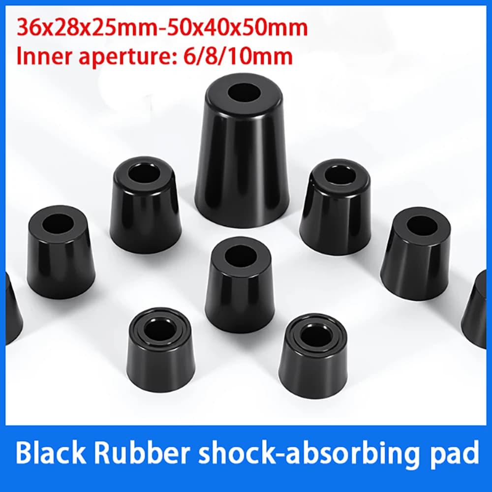36mm-50mm Black Rubber Foot Pad Cone-Shaped Shock-Absorbing Speaker Foot Nail 11MM-20MM Table Chair Leg Furniture Hardware