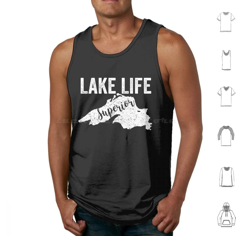 Canottiere superiori Lake Life Canottiere senza maniche Mappa superiore Lake Life