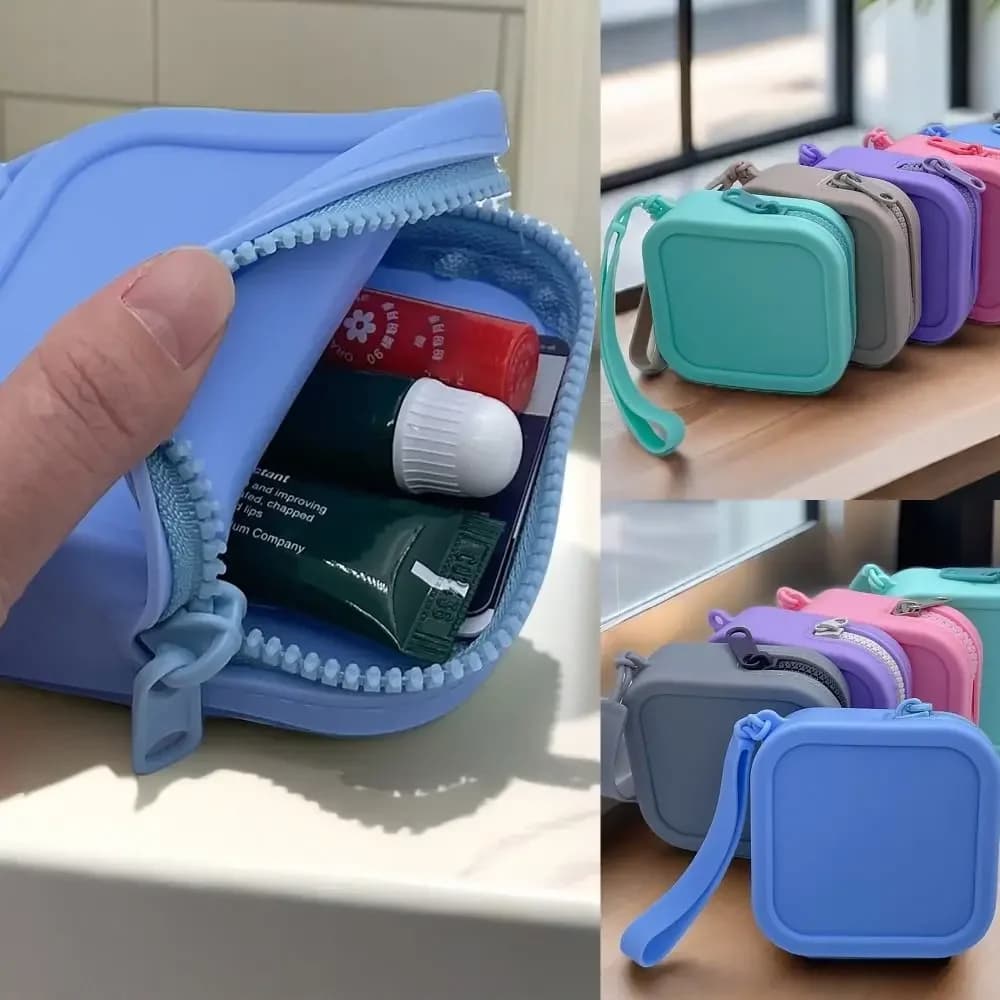 Portamonete portamonete vintage in silicone con cerniera impermeabile per auricolari, custodia da viaggio per studenti