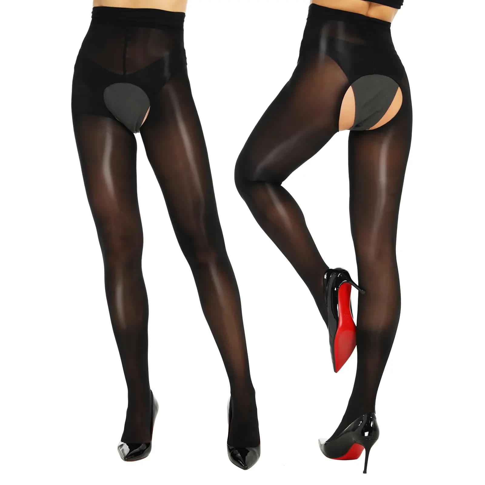 kave 1/2 pairs glossy pantyhose women 8D pantyhose with opening on horse shiny oily pantyhose glistening high waist glittering oil pantyhose