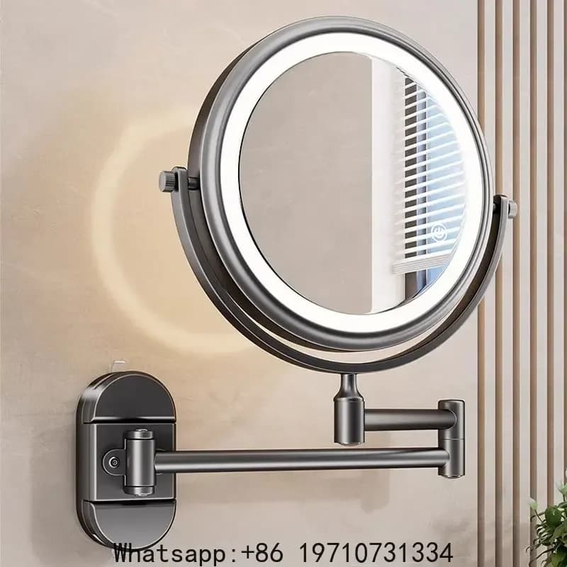 X3 Bathroom suction cup makeup mirror wall hanging telescopic folding mirror, no drilling, rotatable magnifying beauty mirror