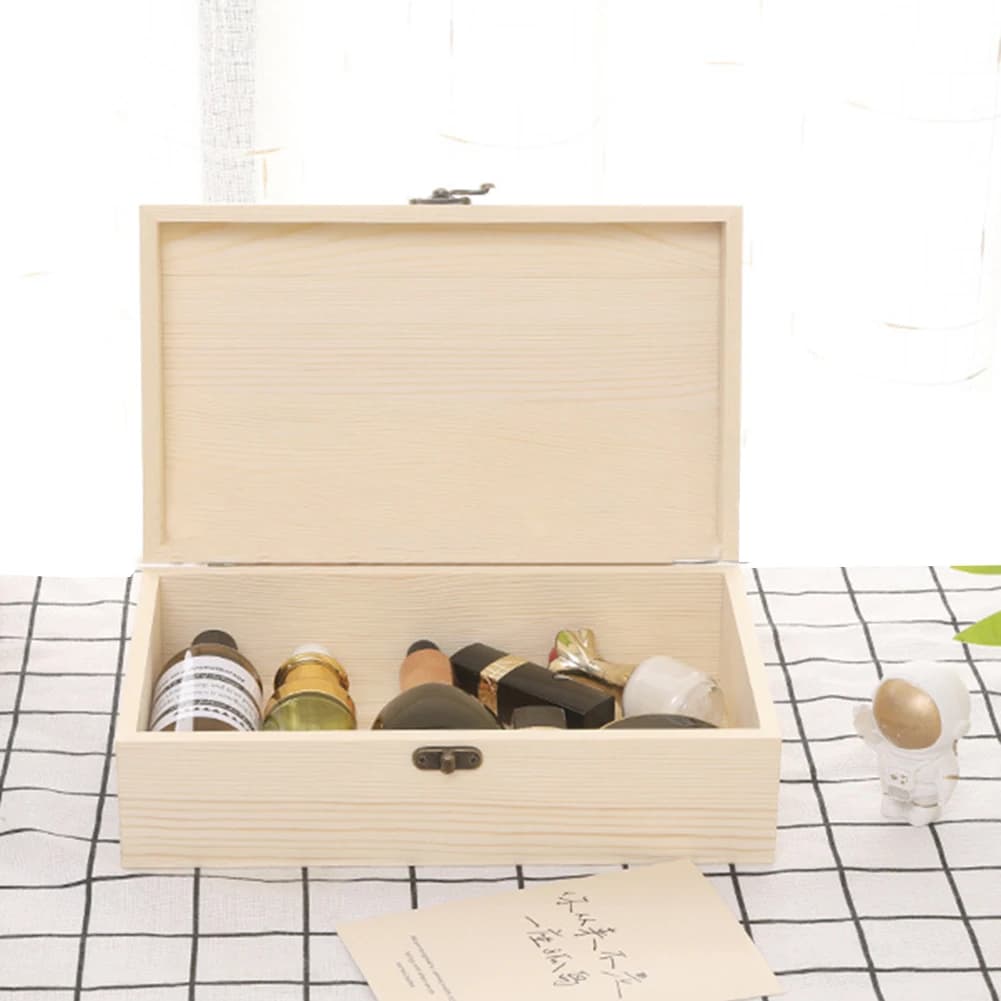 Scatola portaoggetti in legno Portagioie SML Multifunzione Desktop Custodia in legno di pino Decorazione Scatole regalo artigianali con cerniera in legno fai-da-te