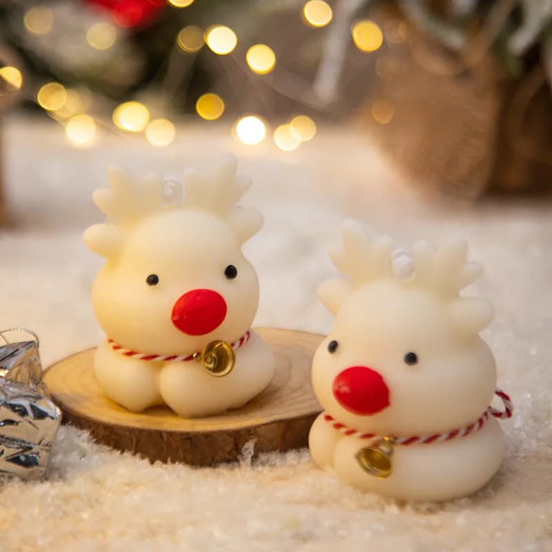 3D Christmas Deer Candle Making Mold for DIY Elk Gypsum Ornament Crafting Resin Silicone Moulds For Festival Xmas Decorations