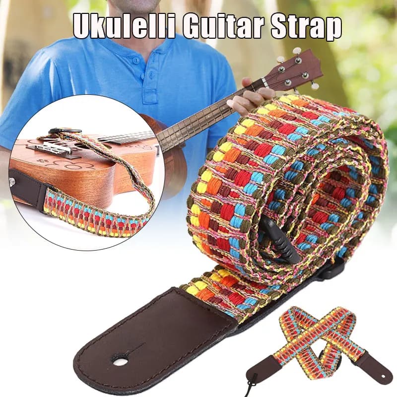 Tracolla per chitarra da 136 cm con fibbia regolabile Tracolla per ukulele arcobaleno Accessori per portata diagonale per chitarra Ukulele Banjo