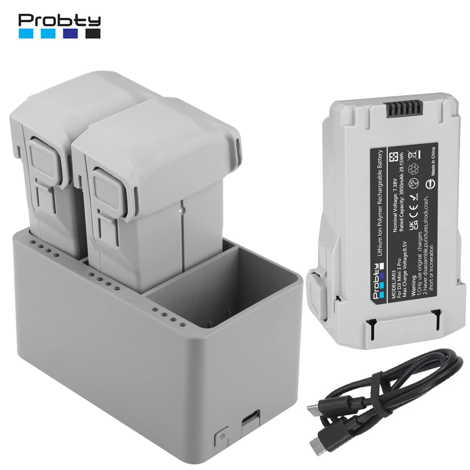 Per DJI Mini 3/3 Pro/Mini 3 Pro Batteria per droni con caricatore hub di ricarica a 3 vie Accessori per batterie di volo intelligenti