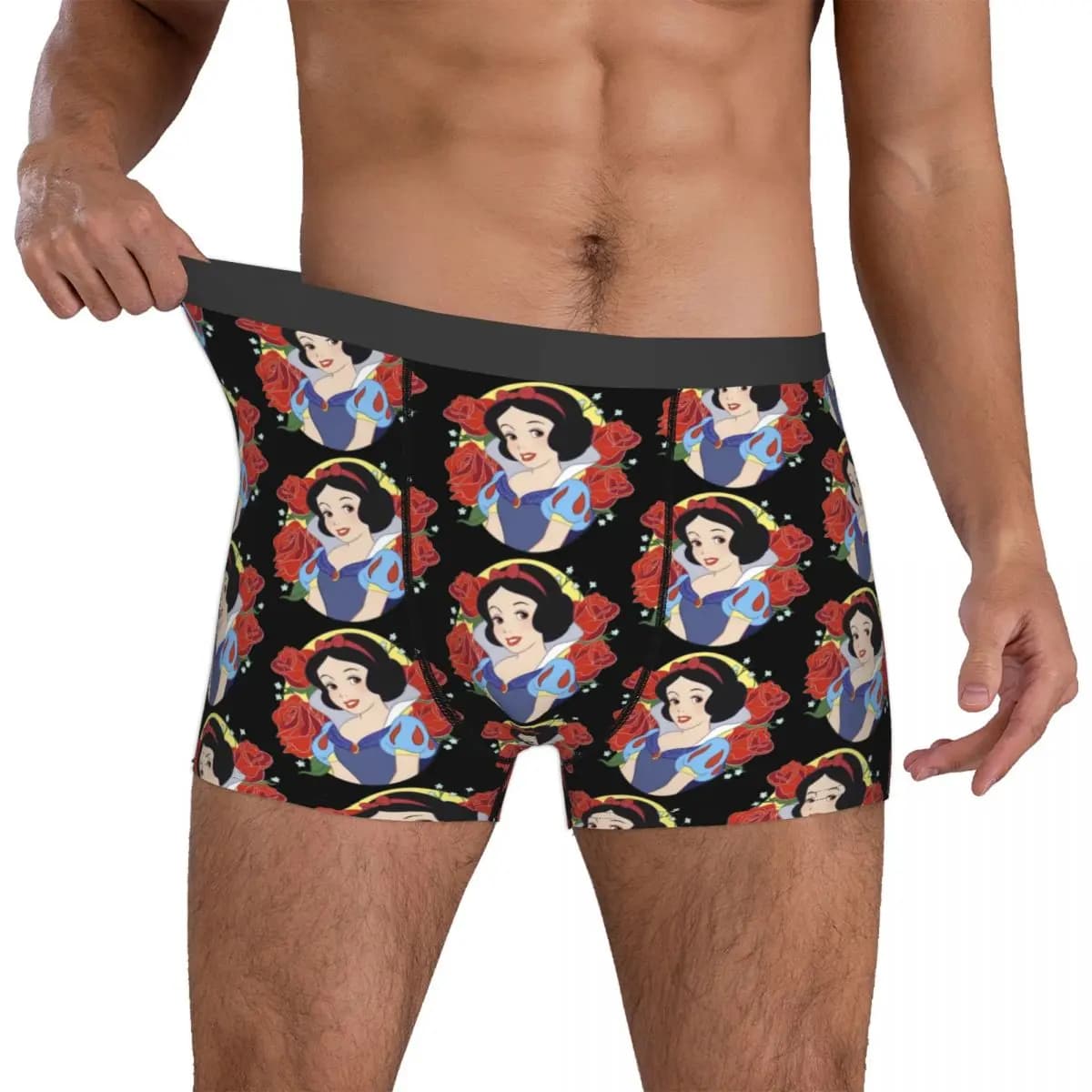 Boxer personalizzati dei sette nani per uomo, mutande bianche come la neve stampate in 3D, slip elasticizzati